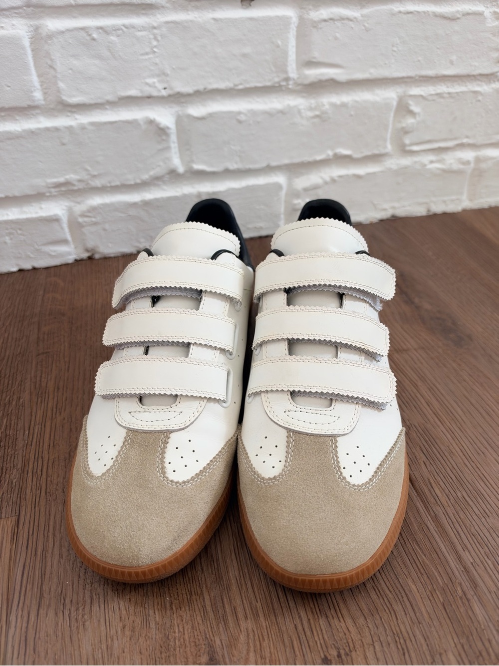 Isabel Marant White and Beige Velcro Sneakers